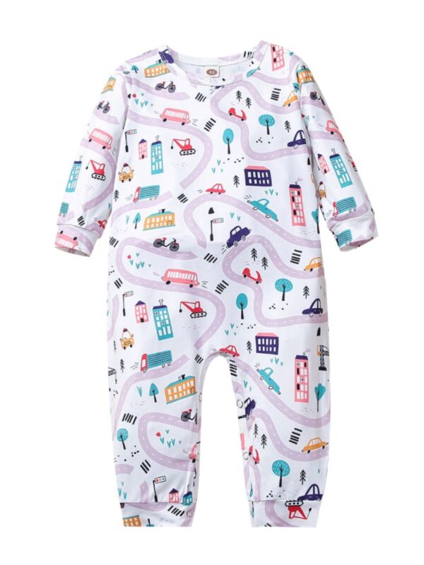 Baby Girl Car Print Jumpsuit