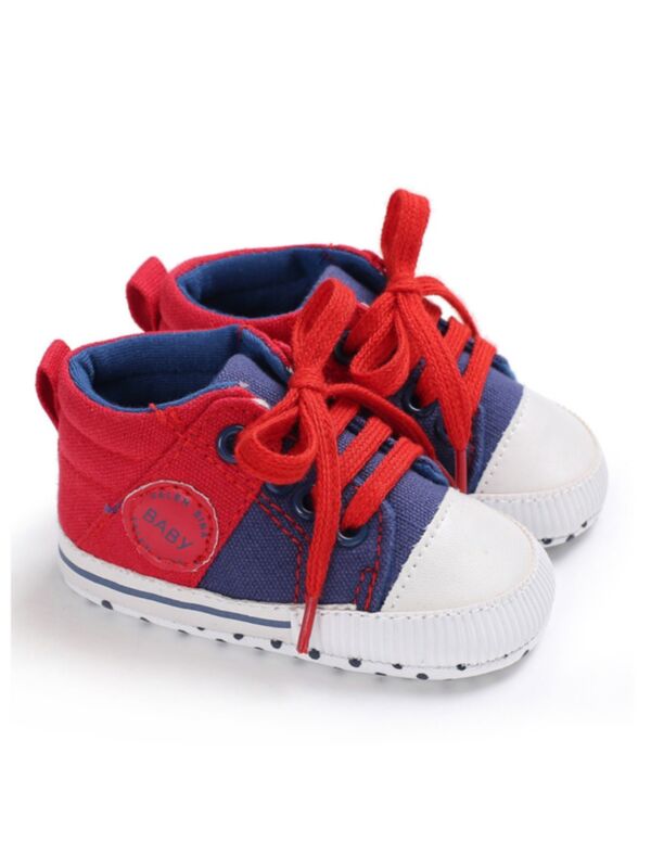 Baby Boy High Top Color Blocking Letter Shoes