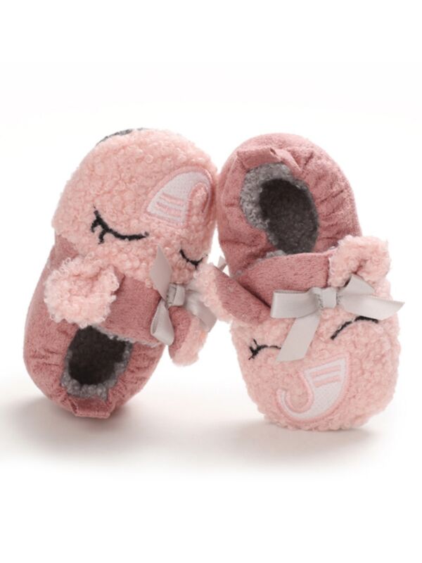 Cute Baby Cartoon Polar Fleece Prewalker Shoes