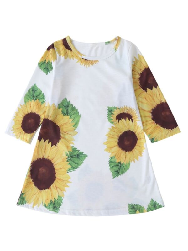 Kid Girl Sunflower Print Dress