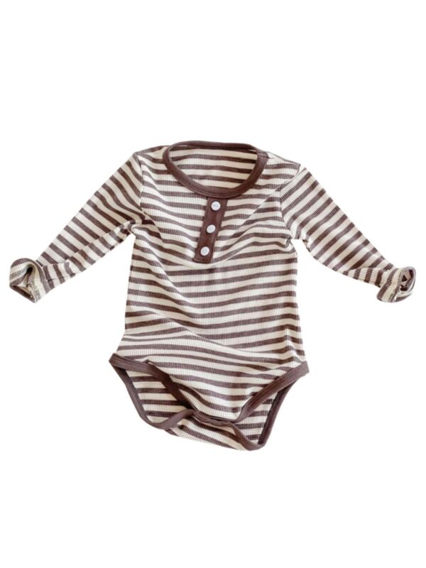 Baby Round Neck Long Sleeve Stripe Bodysuit