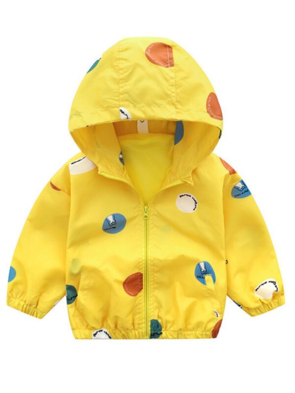 Kid Print Yellow Hoodie Coat