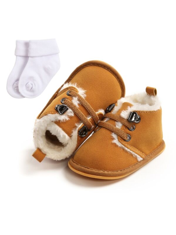 2 Pieces Baby High Top Shoes With Socks