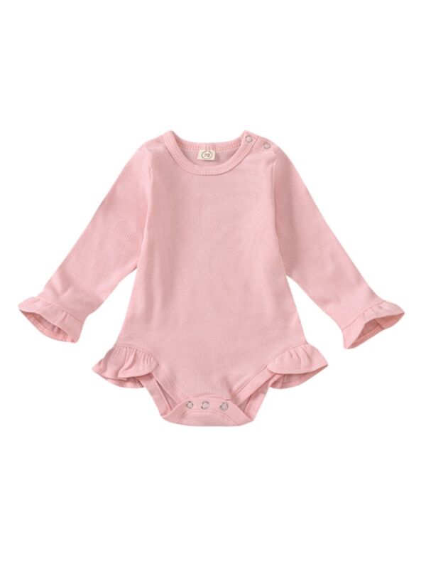 Baby Girl Ribbed Solid Color Bodysuit