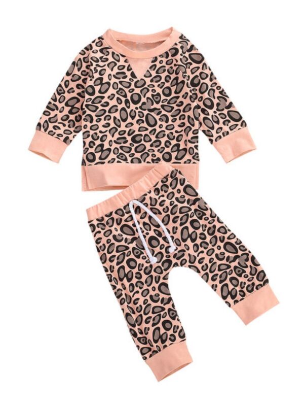 2 Pieces Baby Girl Leopard Set Top Matching Pants