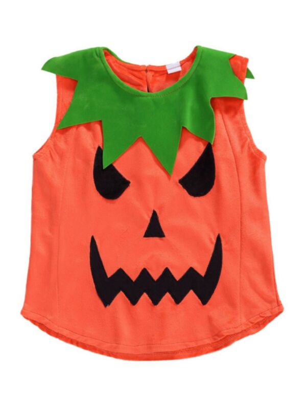Little Kid Halloween Pumpkin Tank Top