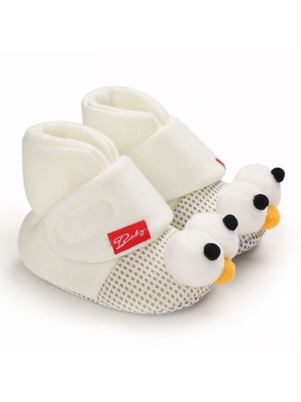 Baby Unisex Cartoon Winter Soft Sole White Boots 