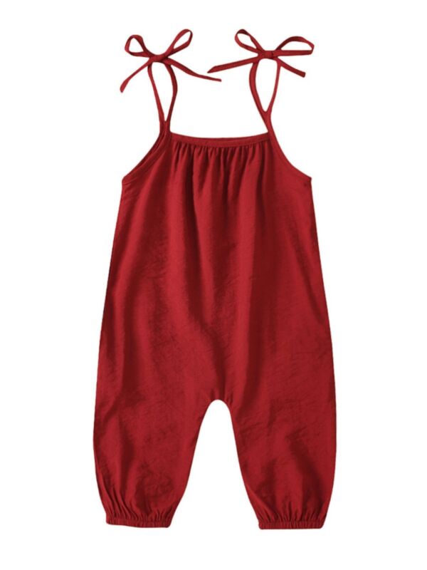 Kid Girl Solid Color Cami Jumpsuit