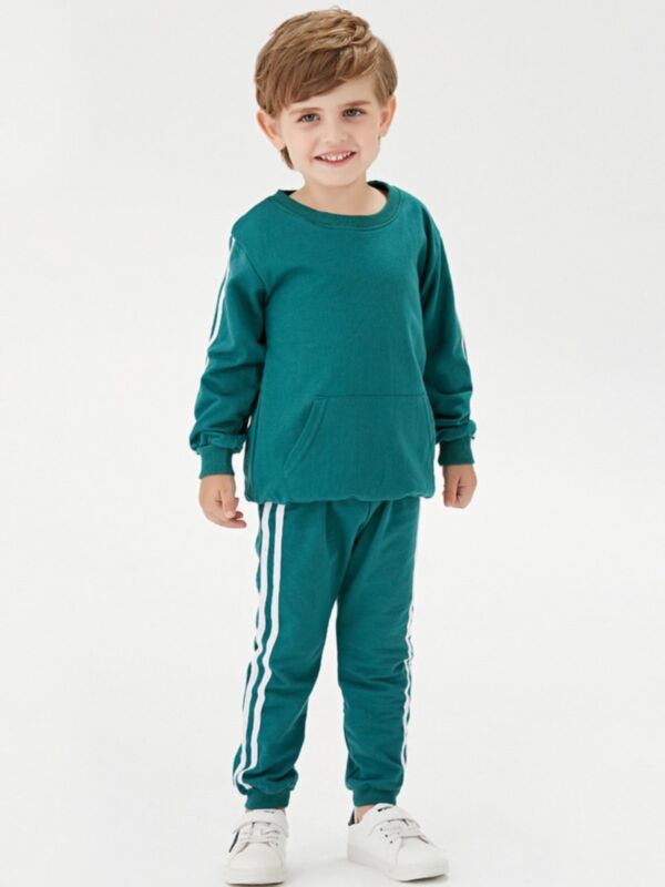 2 Piece Toddler Solid Color Sportswear Set Top & Trousers