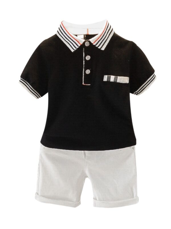 2 Pcs Toddler Boy Casual Set  Polo Shirt & Shorts