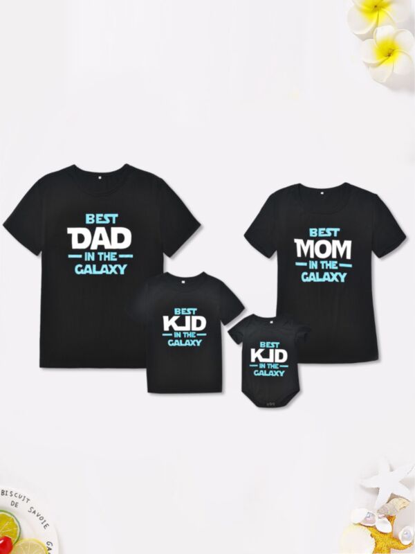 Family Matching Slogan Print Black T-Shirt Bodysuit