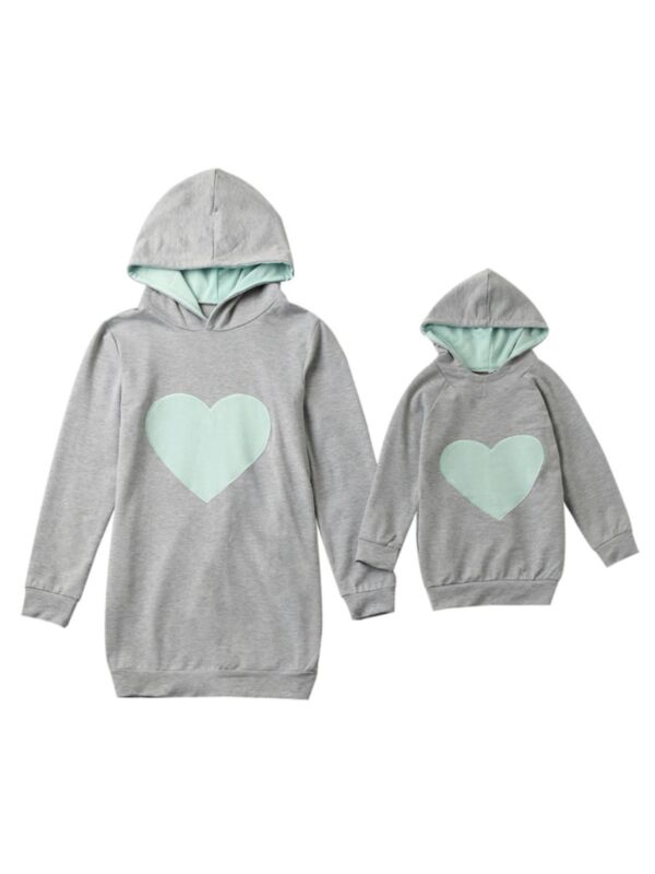 Mommy And Daughter Love Heart Hoodie Sweatshirt