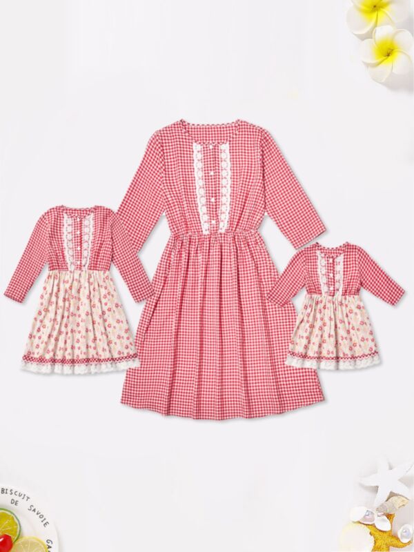 Mom And Daughter Embroidered Flowers Dress