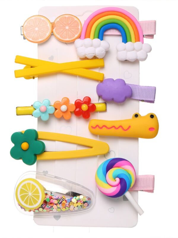 9-Pack Toddler Girl Lovely Hair Clips-pattern 1-Free Size Girl Accessories Wholesale