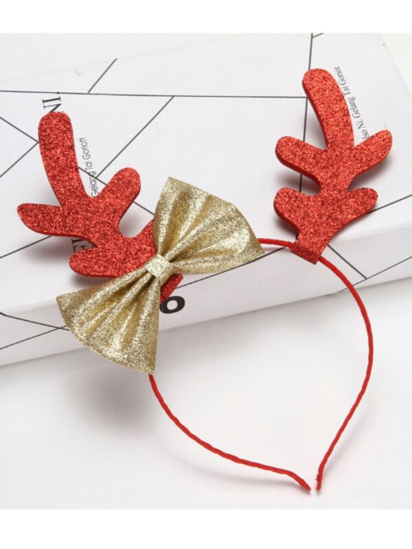 Girl Christmas Bowknot Antlers Headband Girl Accessories Wholesale