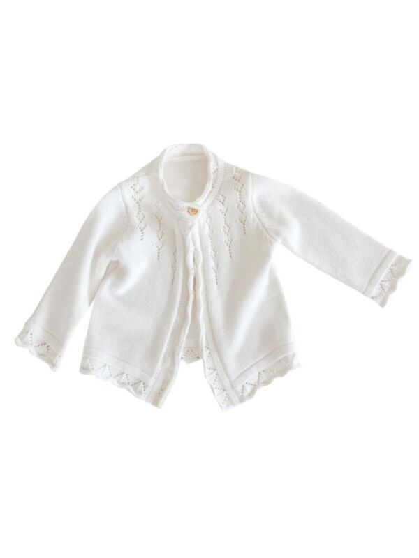 Baby Girl White Knit Cardigan