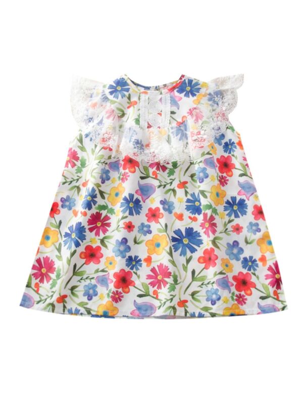 Kid Girl Floral Embroidered Tank Dress