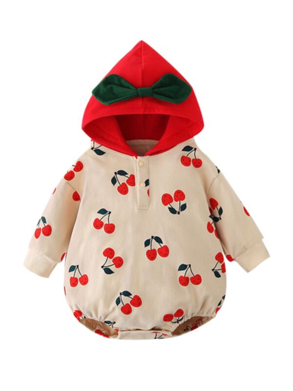 Infant Toddler Girl Fruit Hoodie Bodysuit