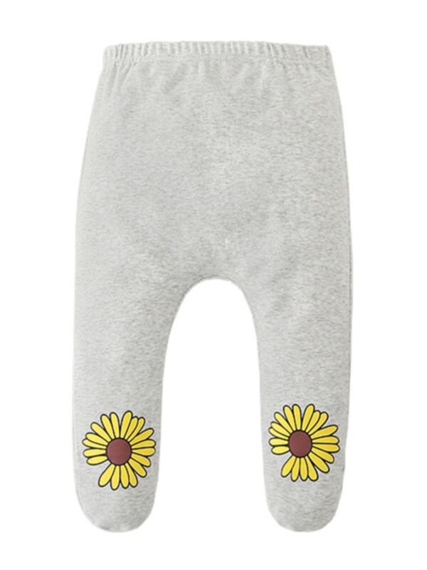 Baby Girl Daisy Flowers Footed Pants
