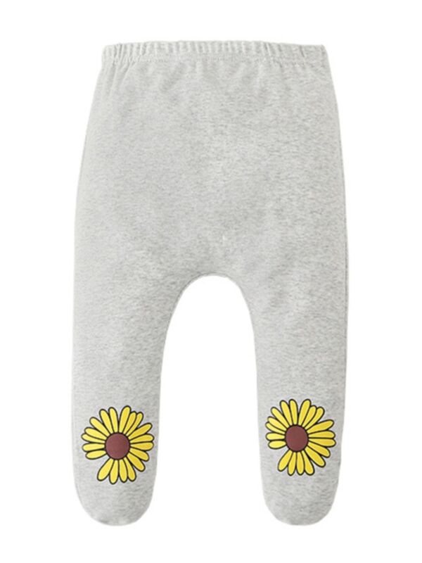 Baby Girl Daisy Flowers Footed Pants