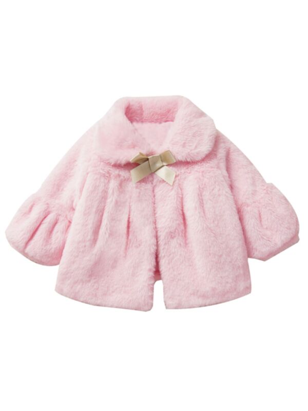 Toddler Girl Turn Down Collar Faux Fur Coat