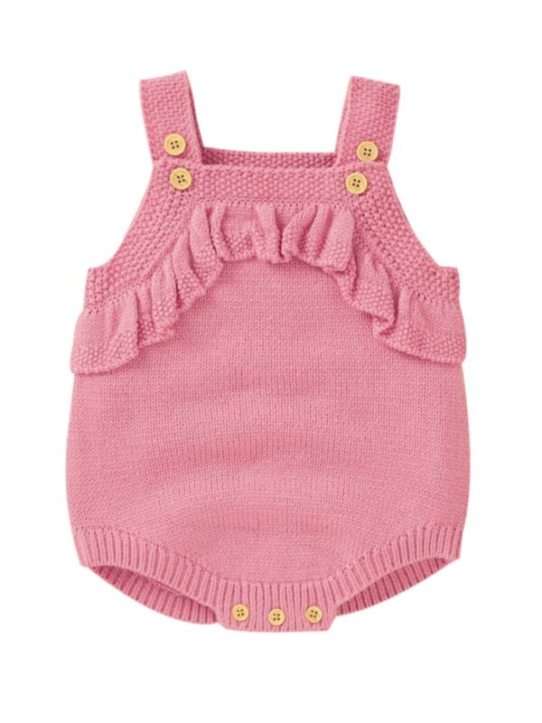 Baby Girl Ruffle Trim Suspender Knit Bodysuit