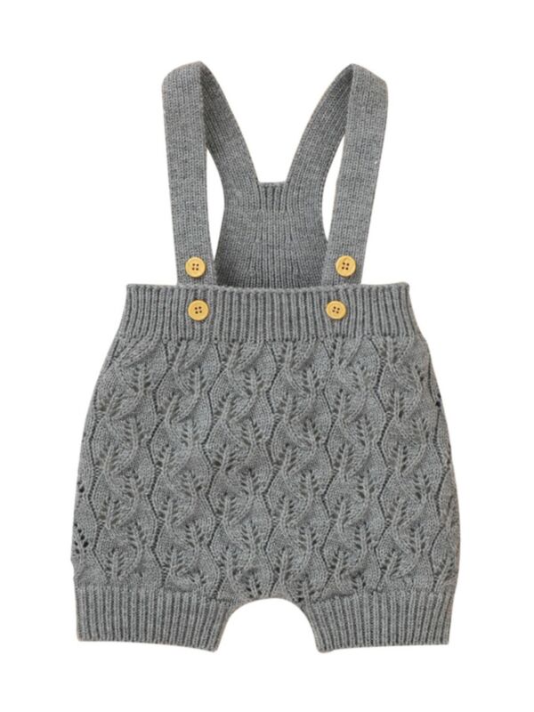 Baby Solid Color Suspender Knitted Romper