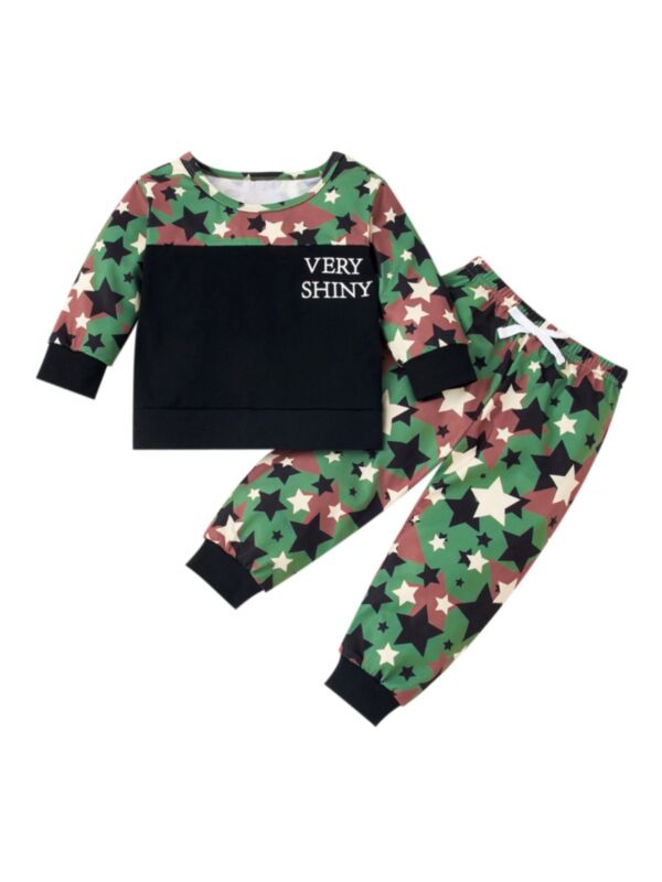 2 Pieces Baby Boy Stars Very Shiny Set Top Matching Trousers