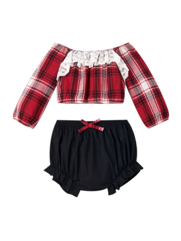 2 Pieces Baby Girl Off Shoulder Top Matching Shorts Set