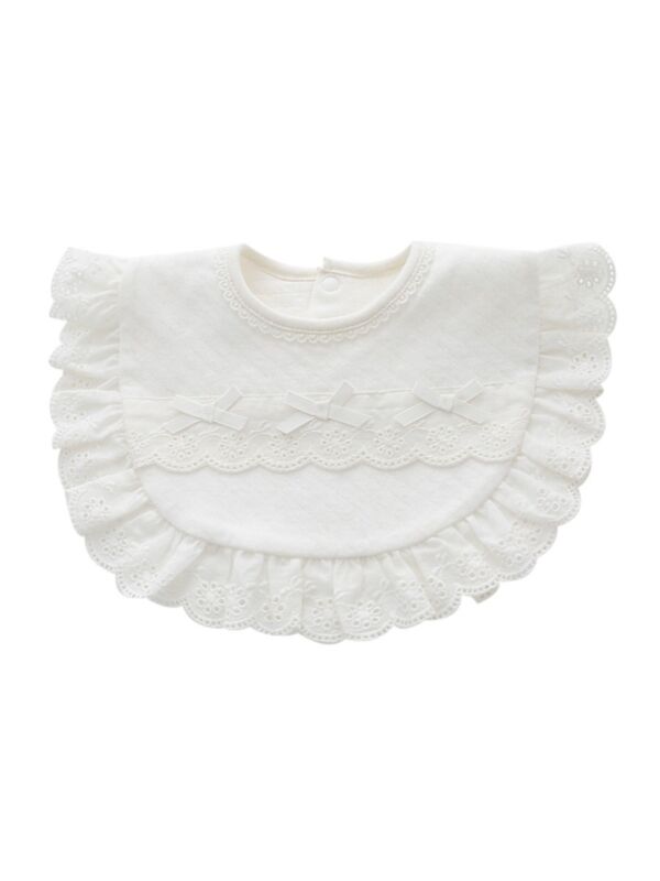 Baby Girl Ruffle Decor Lace Plain Bib