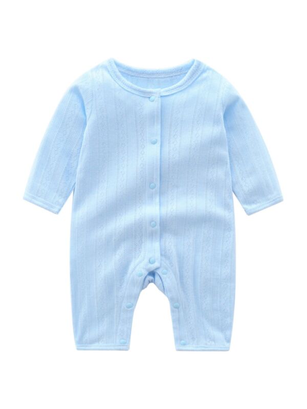 Infant Boy Girl Solid Color Breathable Jumpsuit