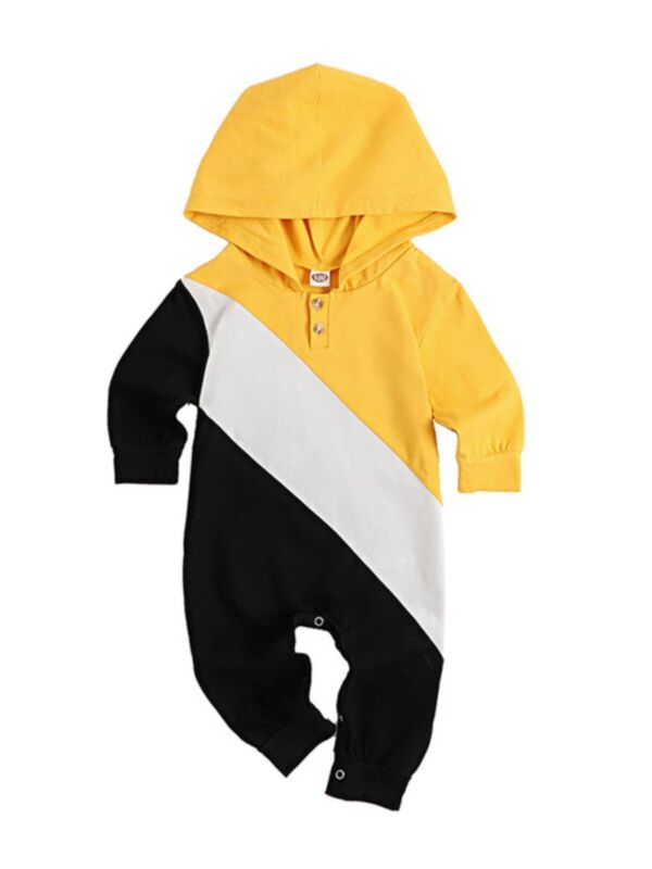 Baby Boy Color Blocking Hooded Jumpsuit