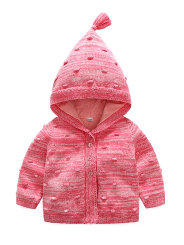 Infant Toddler Girl Pink Hooded Knit Cardigan