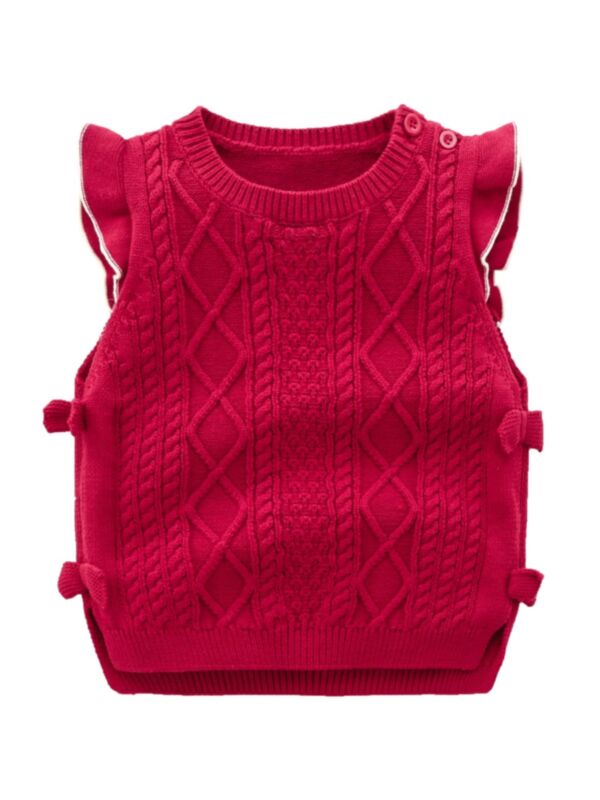Toddler Girl Flutter Sleeve Knitted Vest