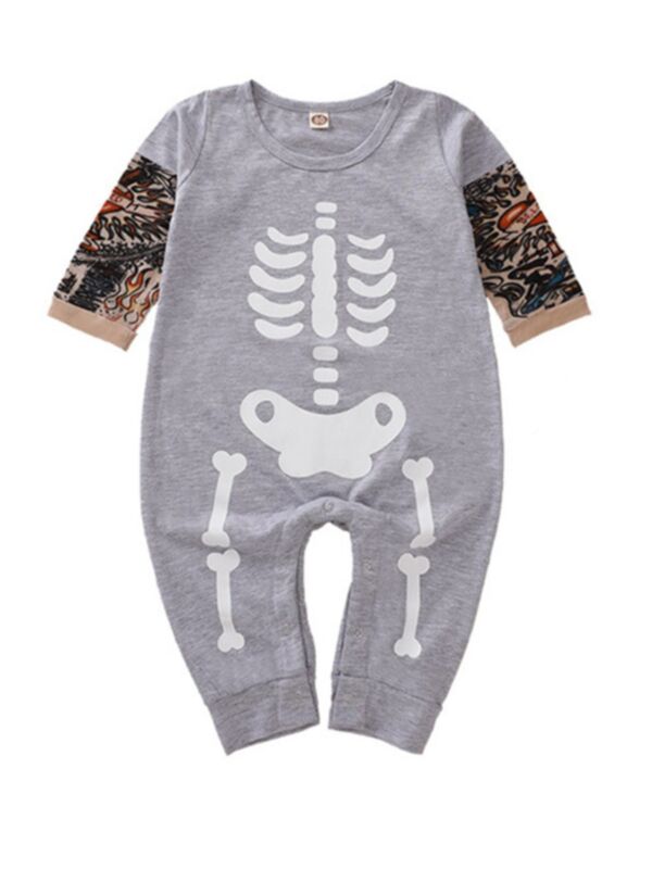 Baby Boy Halloween Bone Tattoo Jumpsuit