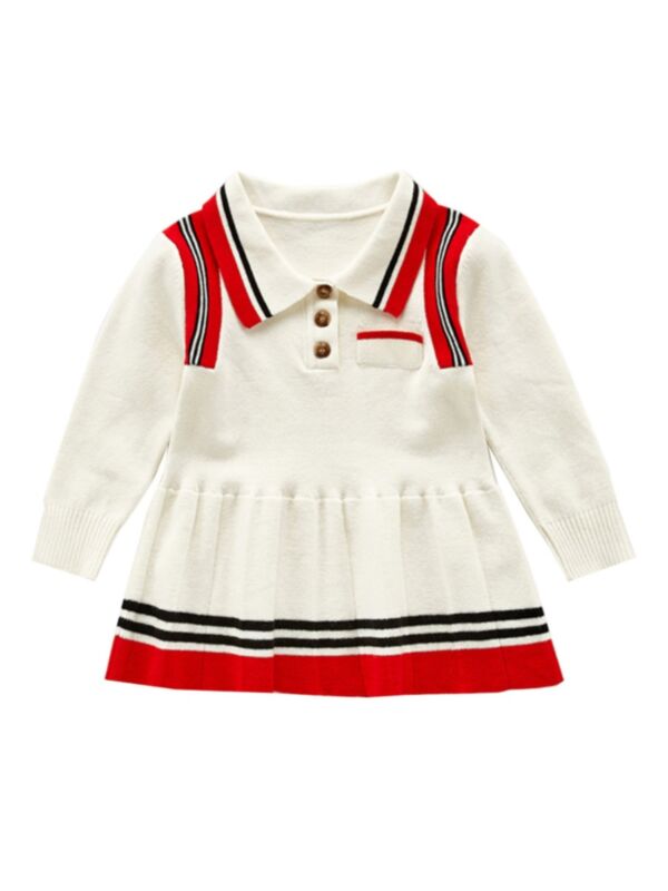 Baby Girl Stripe Long Sleeve Knit Polo Dress