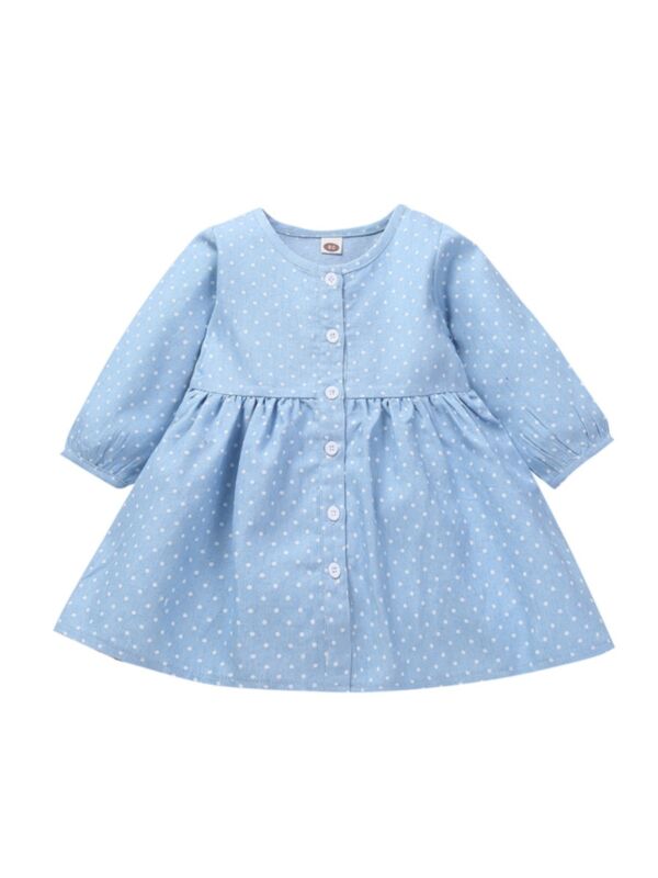 Baby Girl Polka Dots Blue Dress