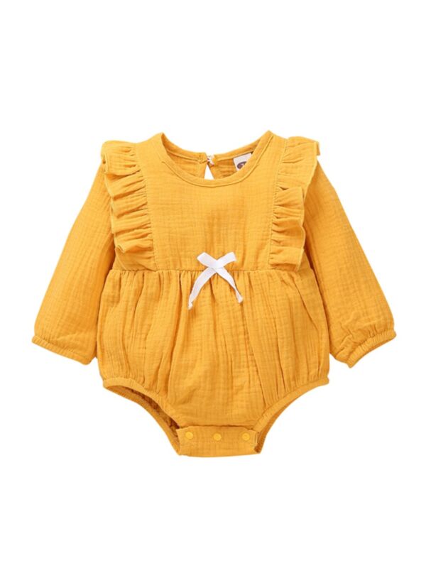 Baby Girl Muslin Solid Color Bodysuit