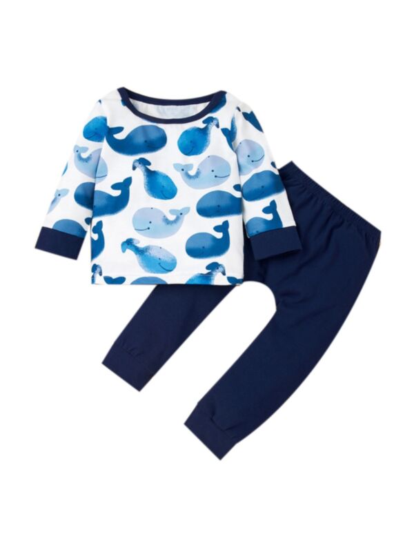 2 Pieces Baby Boy Dolphin Top Matching Pants Set