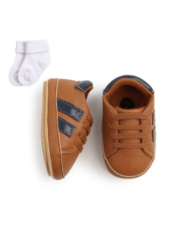 1 Pack Baby Boy Stripe Sneakers With Socks