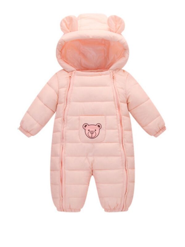 Baby Cartoon Bear Hooded Jumpsuit