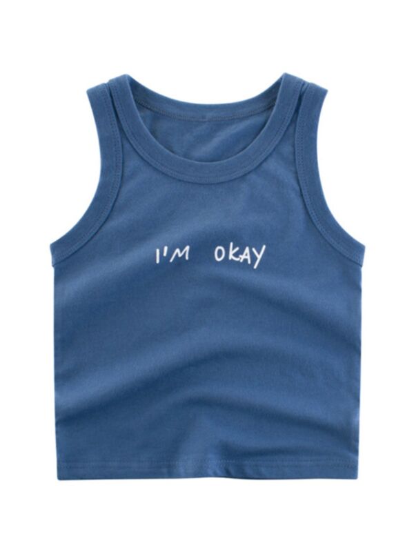 I'm Ok Solid Color Kid Boy Tank Top