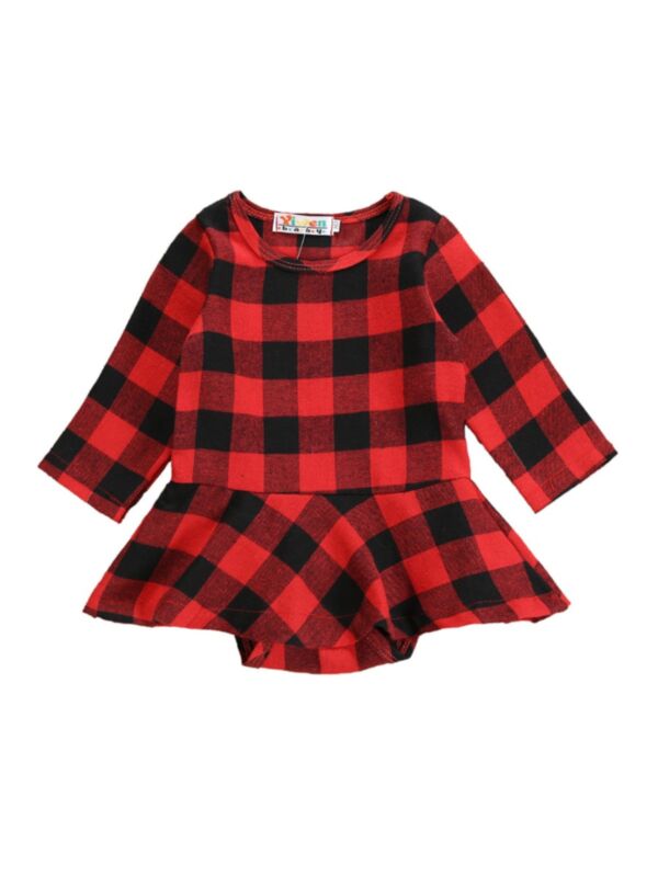 Baby Girl Classical Plaid Dress Bodysuit