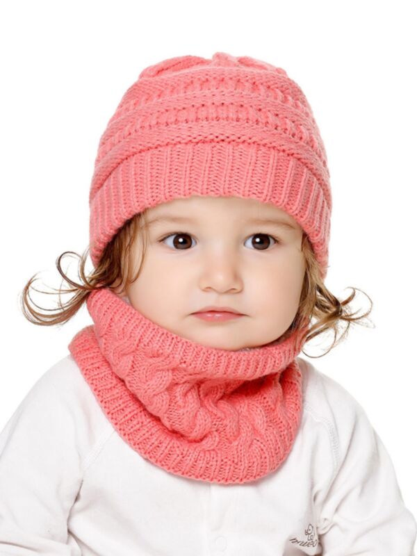 2 Pieces Baby Knit Beanie Wholesale Kids Hats And Scarf 