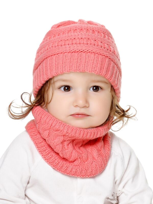 2 Pieces Baby Knit Beanie Wholesale Kids Hats And Scarf
