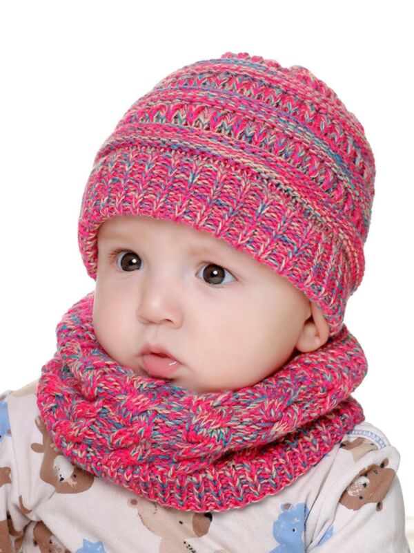 2 Pieces Baby Knit Beanie With Scarf Set