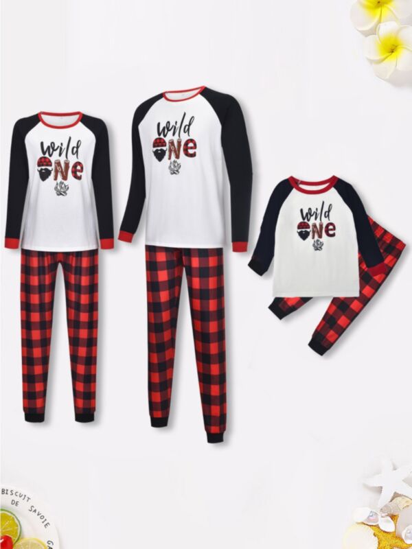 Family Matching Pajamas Set Wild One Top And Plaid Pants