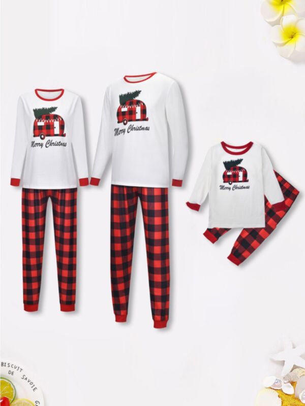 Clearance Sale Family Matching Merry Christmas House Set Top & Plaid Trousers (No Return or Exchange)