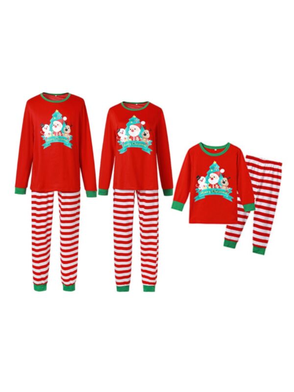 Merry Christmas Family Matching Loungewear Set Top & Stripe Pants