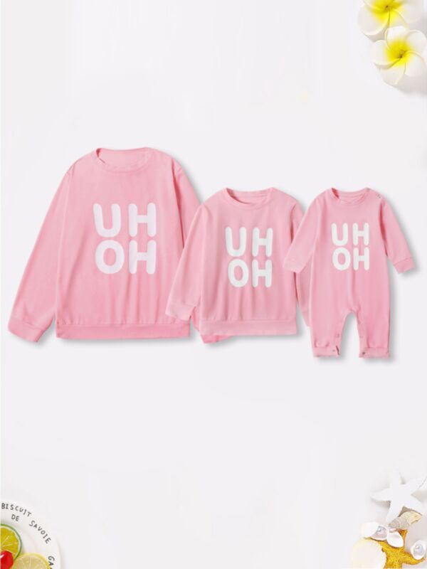 Mother And Daughter Letters Pink Jumpsuit or Top